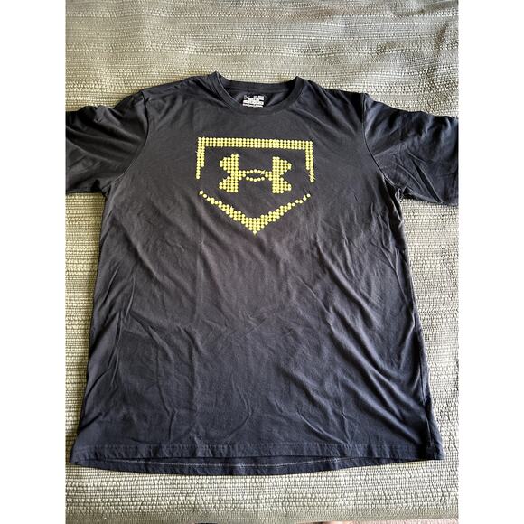 Men Under Armour Baseball Tee Size XXL Black Pre Owned - Picture 1 of 4